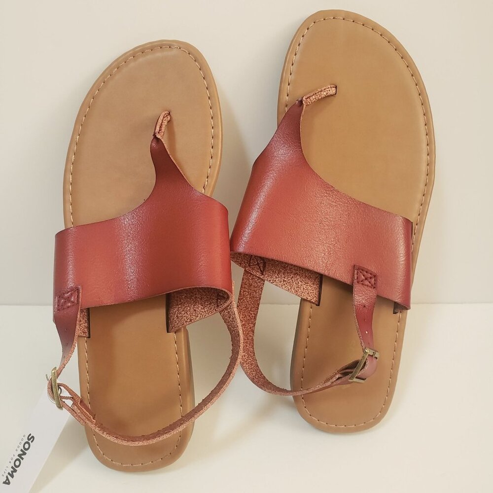 Sonoma Women's Corinne Shield Sandals 10 M Brown Thong Slingback Low Heel